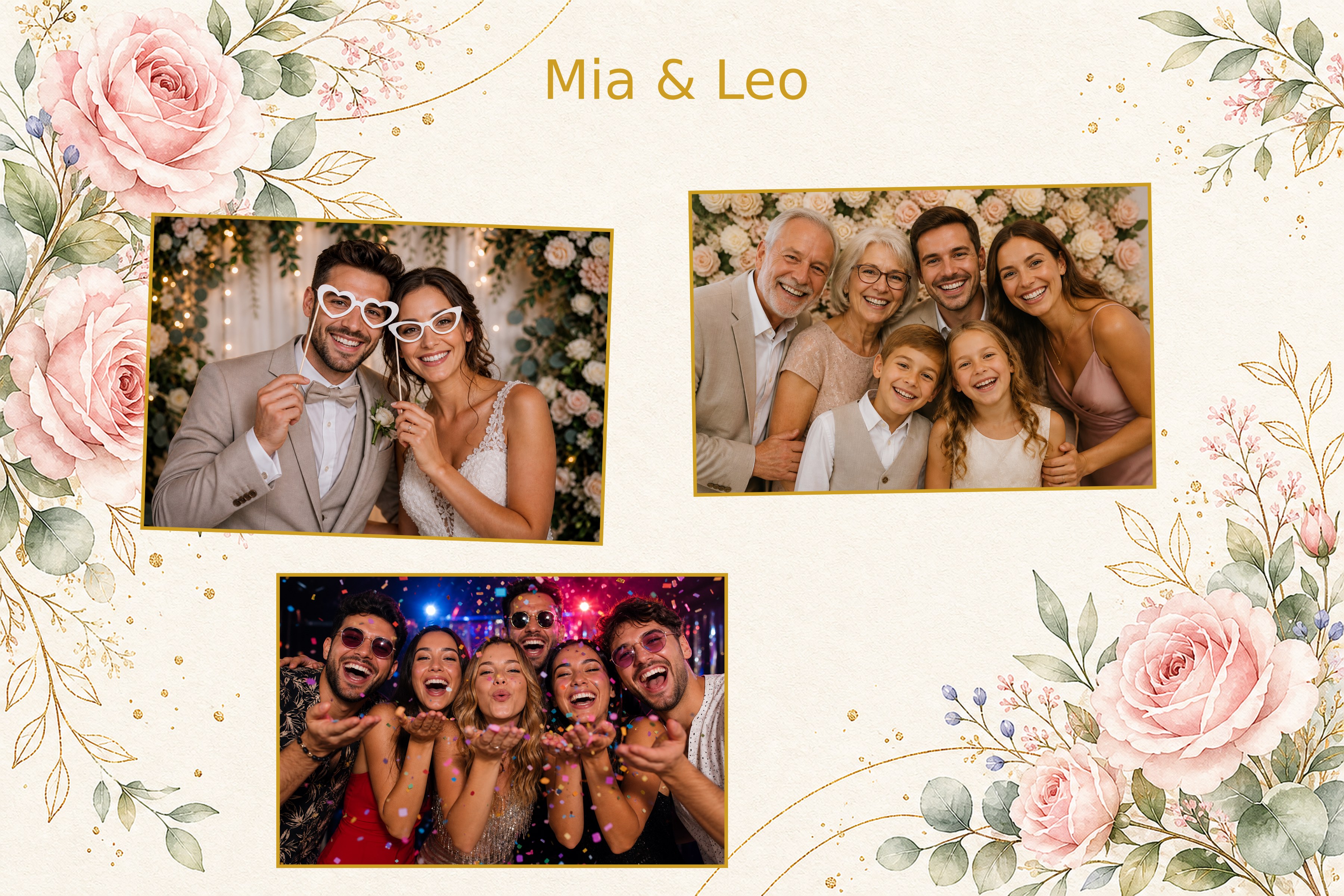 Layoutvorlage Blush Blumen aus der FotoboxSuite Studio App