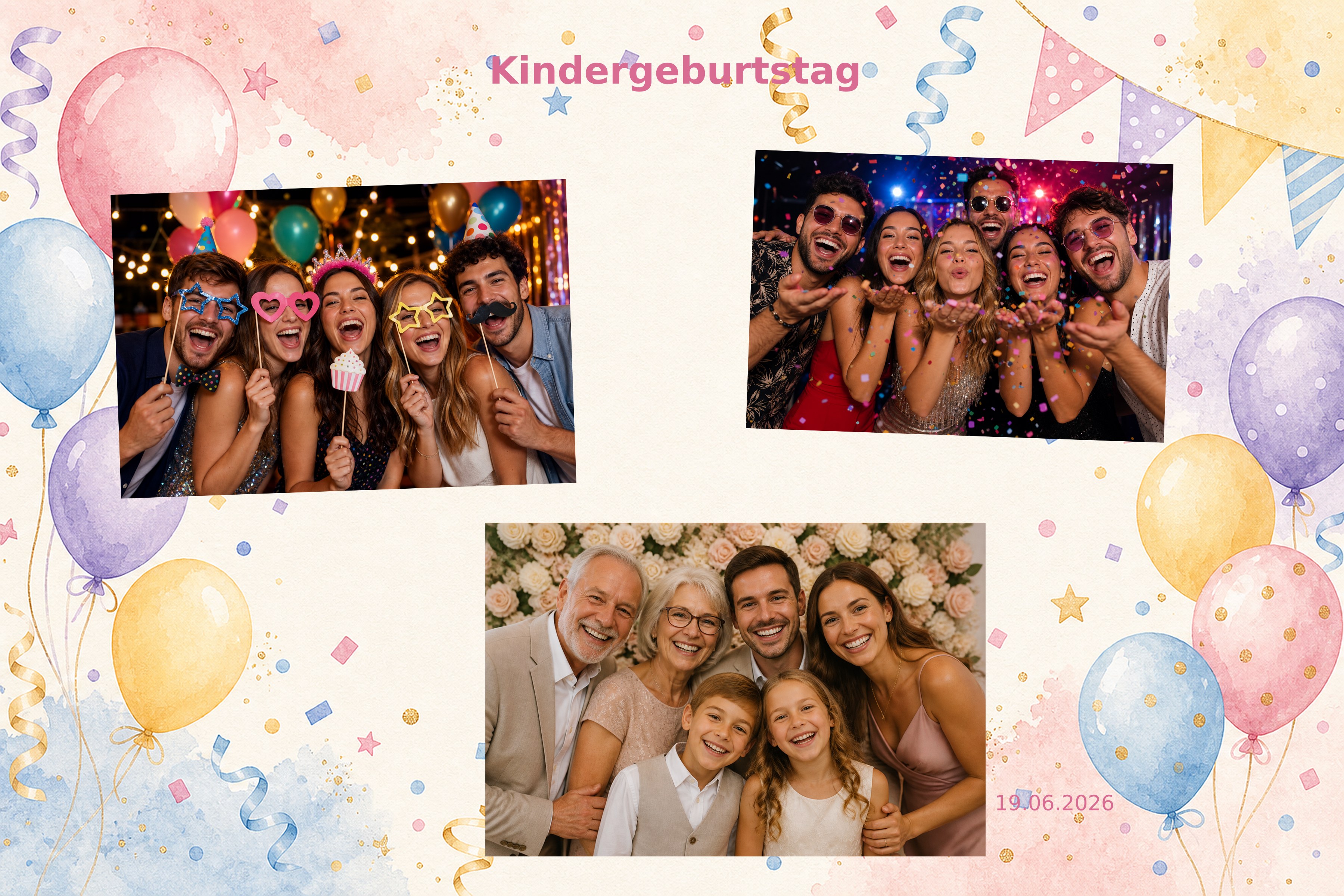 Layoutvorlage Pastell Geburtstag aus der FotoboxSuite Studio App