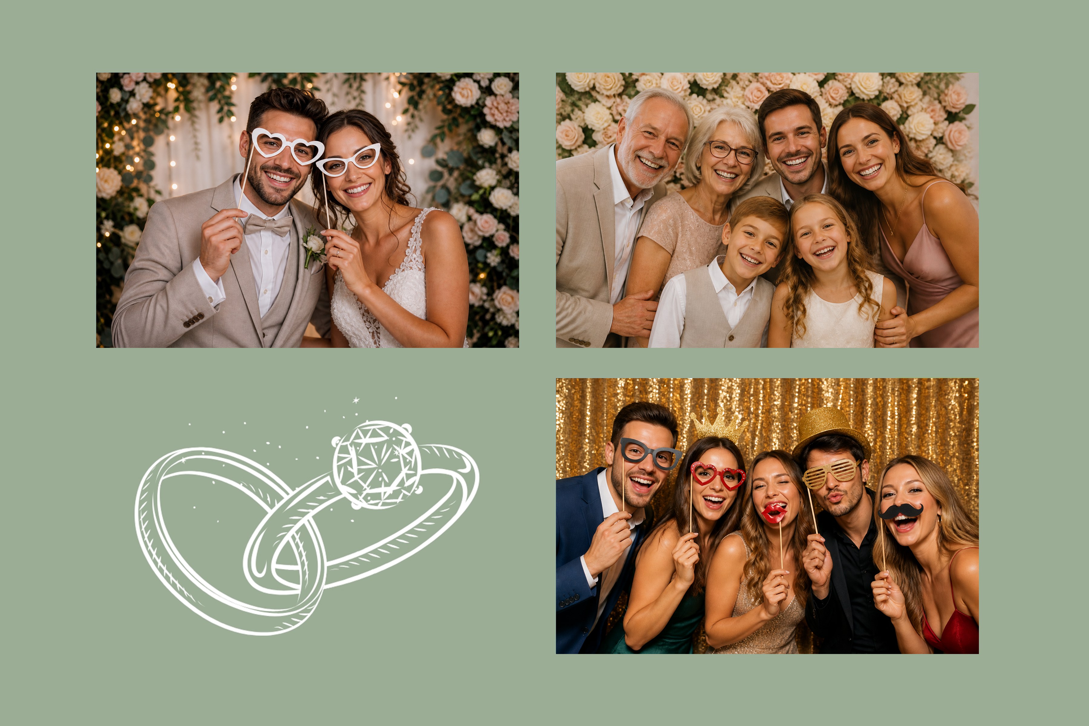 Layoutvorlage Salbei Ringe Trio aus der FotoboxSuite Studio App